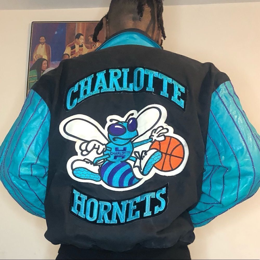 Vintage Charlotte hornets jeff Hamilton varsity leathery jacket